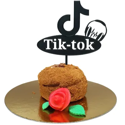 Dortová dekorace - zápich TikTok – 3D zápich z vlastní výroby