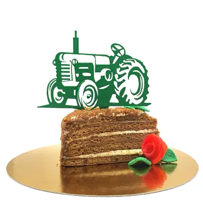 Dortová dekorace - zápich RETRO TRAKTOR – 3D zápich z vlastní výroby