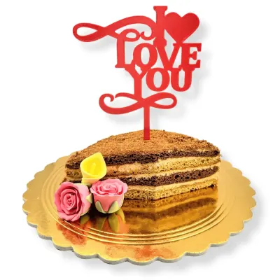 3D zápich na dort I Love You, více barev – 3D zápich z vlastní výroby