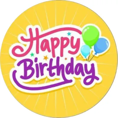 Happy Birthday – žluté paprsky a hvězdičky – jedlý papír na dort