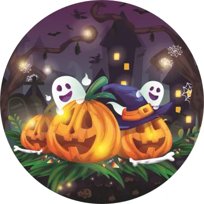 Halloween – Tři dýně a duchové – jedlý papír na dort