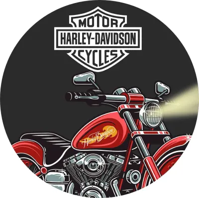 Harley Davidson – červená motorka s emblémem – jedlý papír na dort