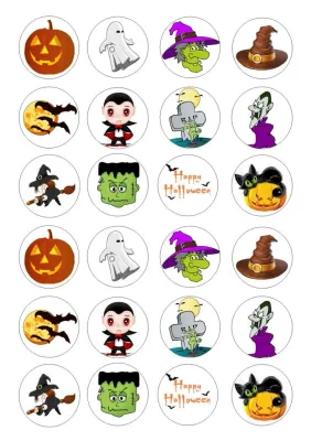 Halloween – zelená čarodějnice a Frankenstein – jedlá kolečka na cupcakes
