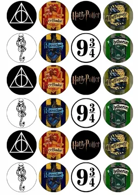 Harry Potter cupcakes – kolejní erby a symboly – jedlá kolečka na cupcakes