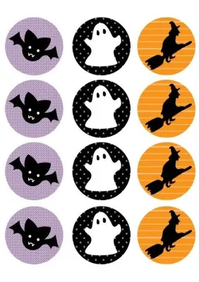 Halloween – netopýr a čarodějnice na mřížce – jedlá kolečka na cupcakes