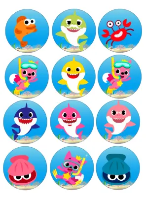 Baby Shark Cupcakes – jedlá kolečka na cupcakes