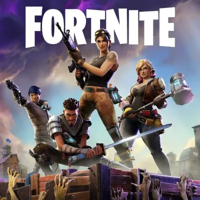 Fortnite – čtyři hrdinové a fialové pozadí – obdélníkový jedlý papír na dort