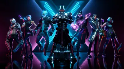 Fortnite – bojovník a neonové písmeno X – obdélníkový jedlý papír na dort