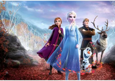 Frozen – Hrdinové v kouzelném podzimním lese – obdélníkový jedlý papír na dort