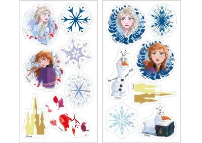 Frozen – postavy, věže a listí k vystřižení – obdélníkový jedlý papír na dort