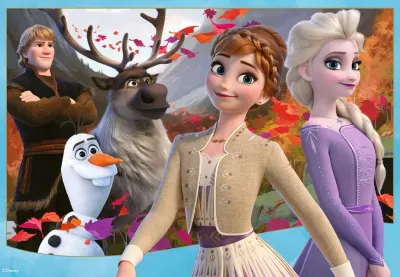 Frozen – Anna a Elsa v podzimním lese s partou – obdélníkový jedlý papír na dort
