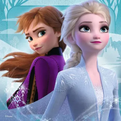 Frozen – Portrét sester s hradem Arendelle – obdélníkový jedlý papír na dort