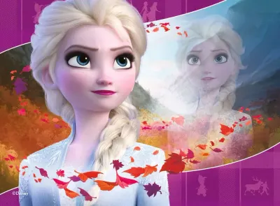 Frozen Autumn – Elsa a vířící listí – obdélníkový jedlý papír na dort