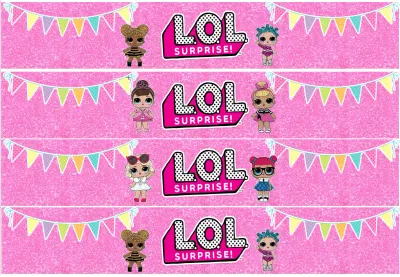 LOL Surprise – Čtyři růžové třpytivé pruhy – obdélníkový jedlý papír na dort