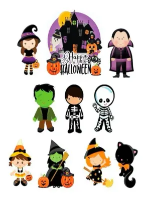 Halloween – zámek, upír a kostlivec – obdélníkový jedlý papír na dort