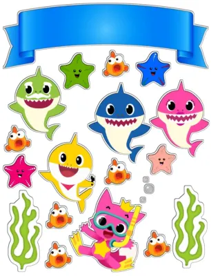 Baby Shark – obdélníkový jedlý papír na dort