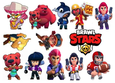 Brawl Stars – Nita, Colt a dvanáct postav – obdélníkový jedlý papír na dort