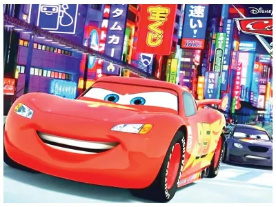 Cars – McQueen v nočním Tokiu – obdélníkový jedlý papír na dort
