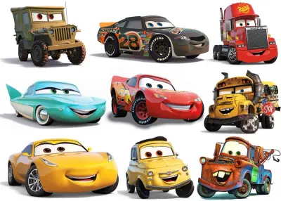 Cars – velká závodní parta v řadách – obdélníkový jedlý papír na dort