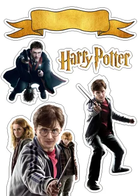Harry Potter – postavy s hůlkou a na koštěti – obdélníkový jedlý papír na dort