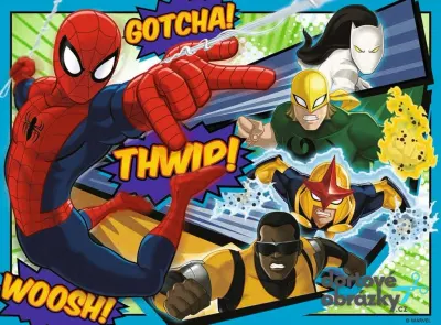Spiderman – komiks s týmem a nápisem Gotcha – obdélníkový jedlý papír na dort
