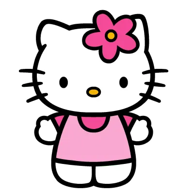 Hello Kitty – stojící na bílém podkladu – jedlý papír na dort