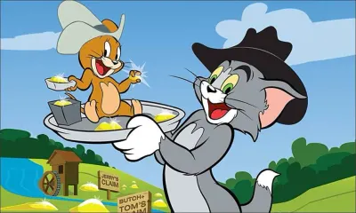 Tom a Jerry – zlatokopové ve westernu – obdélníkový jedlý papír na dort