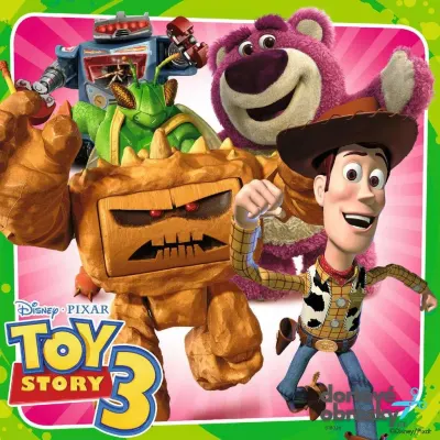 Toy Story – Woody, medvěd Mazel a roboti – obdélníkový jedlý papír na dort