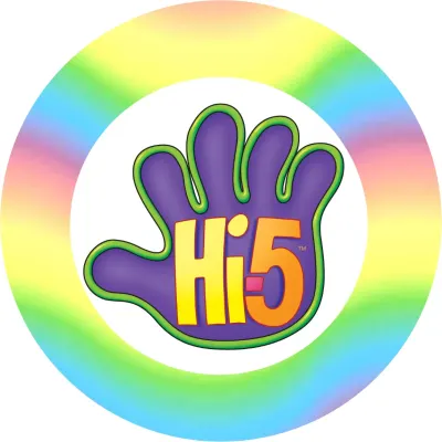Hi – 5 – fialová ruka a duhový kruh – jedlý papír na dort
