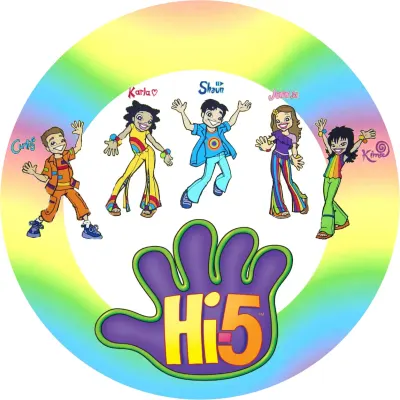 Hi – 5 – pětice postaviček a logo dlaně – jedlý papír na dort