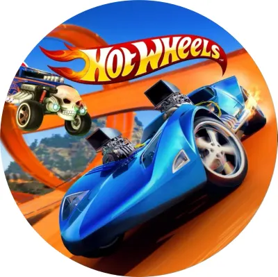 Hot Wheels – Modrý závoďák a skok na dráze – jedlý papír na dort