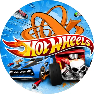 Hot Wheels – Modré kupé a červený hot rod – jedlý papír na dort