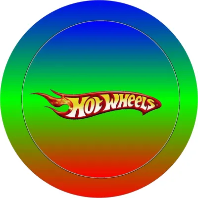 Hot Wheels – Ohnivé logo na duhovém pozadí – jedlý papír na dort