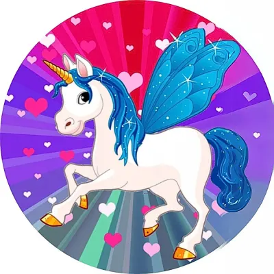 Jednorožec Unicorn – cválající s křídly – jedlý papír na dort