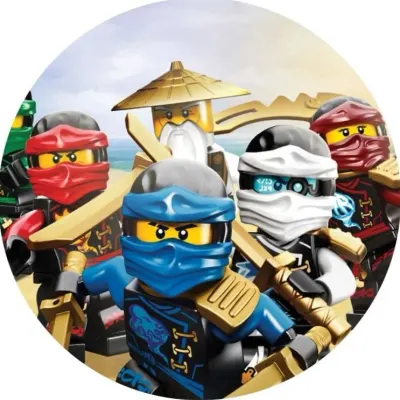 LEGO Ninjago – mistr Wu a hrdinové na pláži – jedlý papír na dort