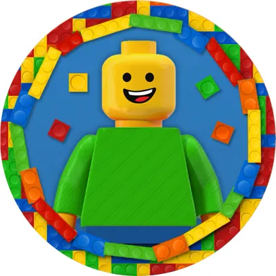 LEGO – panáček v zeleném a věnec z kostek – jedlý papír na dort