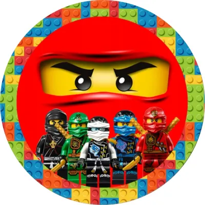 LEGO Ninjago – červená maska a lem z kostek – jedlý papír na dort