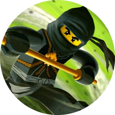 LEGO Ninjago – černý ninja se zlatou holí – jedlý papír na dort
