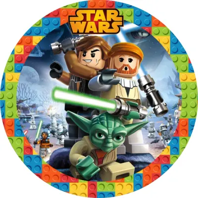 LEGO – Star Wars – Yoda a barevný rámeček – jedlý papír na dort