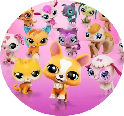 Littlest Pet Shop – zvířátka na růžovém pozadí – jedlý papír na dort