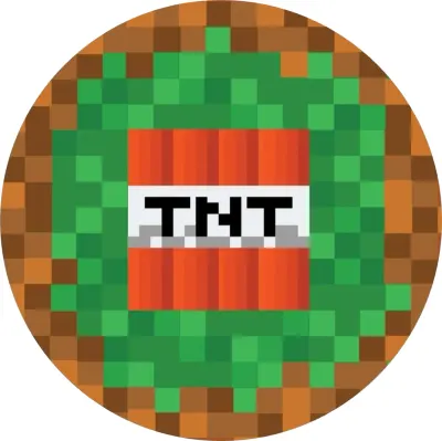 Minecraft – červená kostka TNT na trávě – jedlý papír na dort