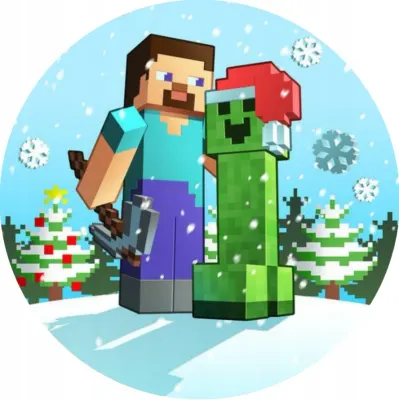 Minecraft Vánoce – jedlý papír na dort