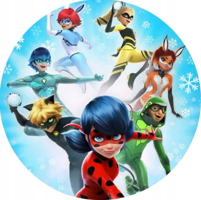 Miraculous – Hrdinský tým na sněhu – jedlý papír na dort