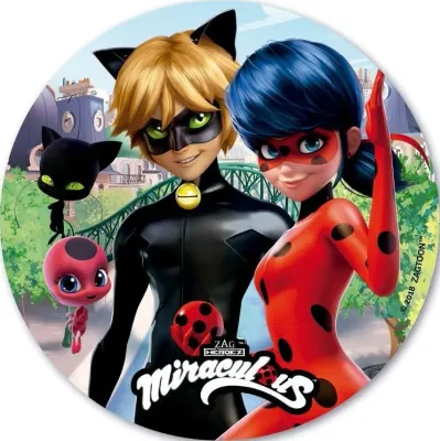 Miraculous – Beruška, Kocour, Tikki a Plagg – jedlý papír na dort