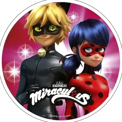 Miraculous – Beruška a Kocour na růžovém – jedlý papír na dort
