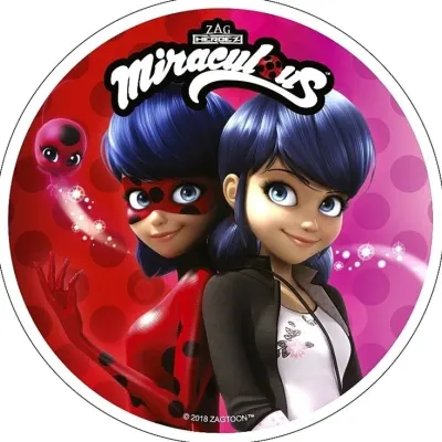 Miraculous – Marinette a Beruška zády k sobě – jedlý papír na dort