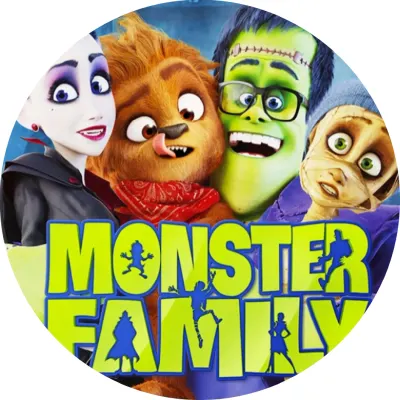 Monster Family – usměvavá rodinka s nápisem – jedlý papír na dort