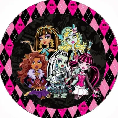 Monster High – pětice postav s lebkami – jedlý papír na dort