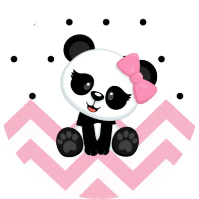 Panda – mládě s mašlí a chevron vzorem – jedlý papír na dort