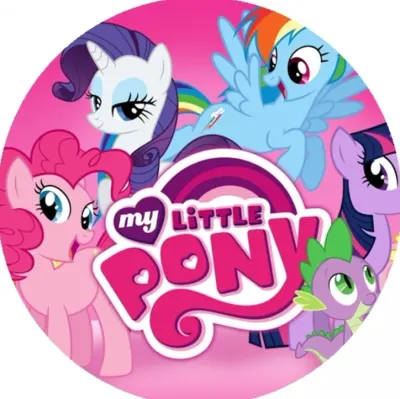 Můj malý pony – parta a velké logo se srdíčky – jedlý papír na dort